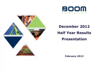 Half Year Results  Presentation  February 2013  1H13 Half Year Results  Continued revenue and