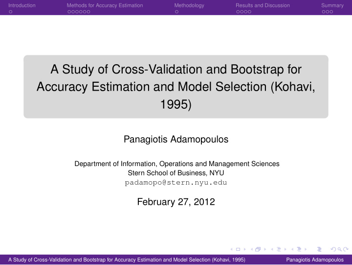 a study of cross validation and bootstrap for accuracy