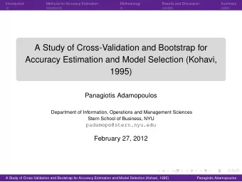 A Study of Cross-Validation and Bootstrap for  Accuracy Estimation and Model Selection (Kohavi,