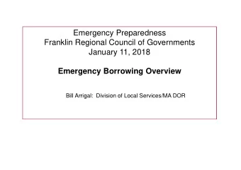 Emergency Preparedness  Franklin Regional Council of Governments  January 11, 2018  Emergency