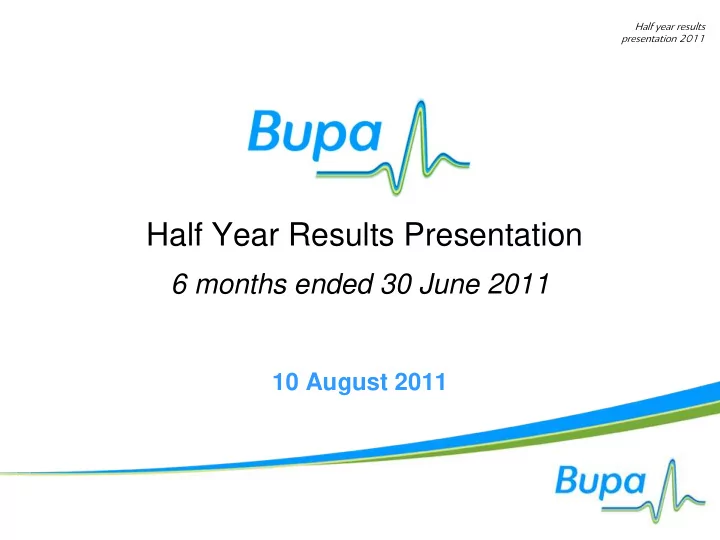 half year results presentation