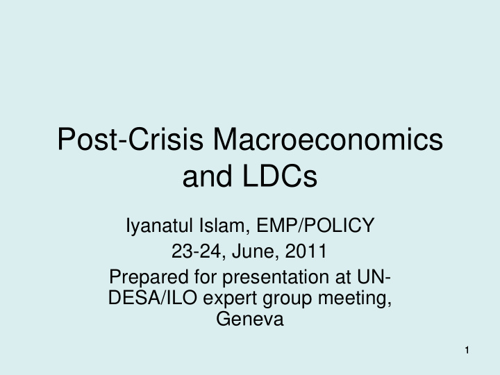 post crisis macroeconomics and ldcs