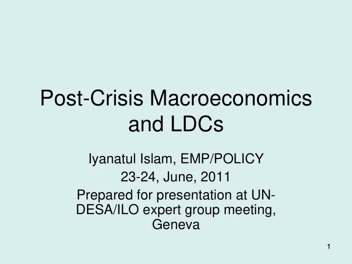 post crisis macroeconomics and ldcs
