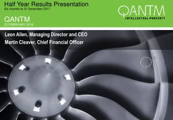 QANTM  22 FEBRUARY 2018  Leon Allen, Managing Director and CEO  Martin Cleaver, Chief Financial