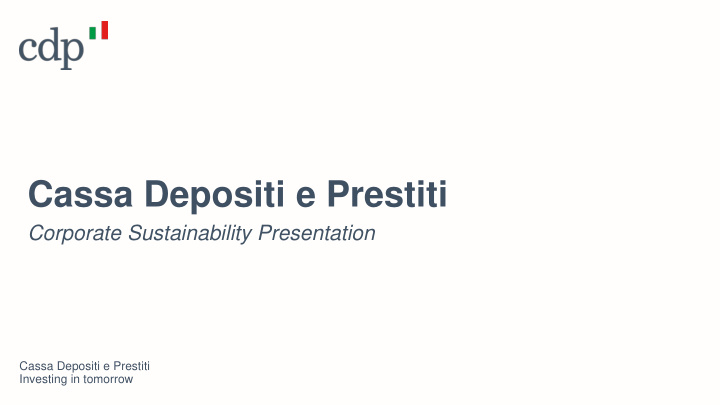 cassa depositi e prestiti