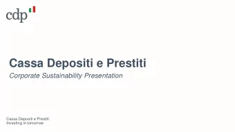Cassa Depositi e Prestiti  Corporate Sustainability Presentation  Cassa Depositi e Prestiti