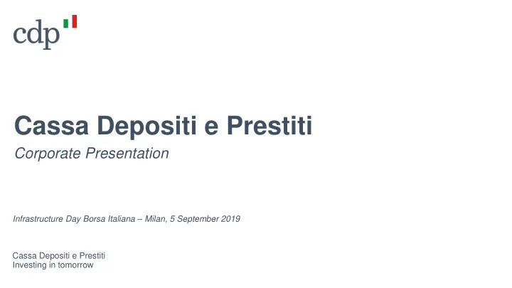 cassa depositi e prestiti