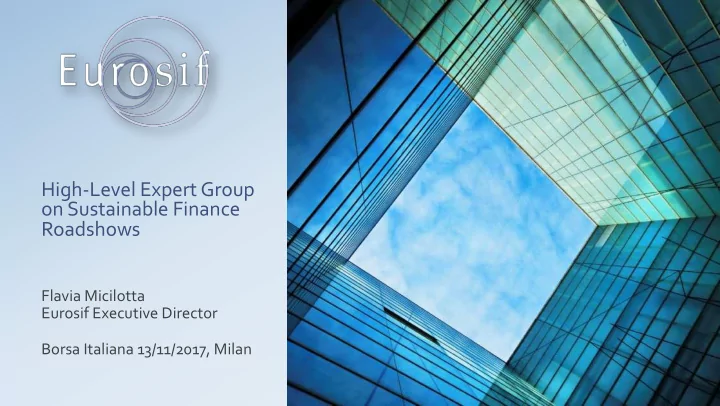 high level expert group on sustainable finance roadshows
