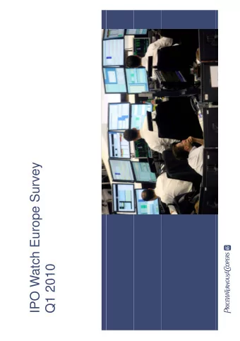 IPO Watch Europe Survey  Q1 2010  Q1 2010  Table of contents  Page  Page  1  Introduction  2  2