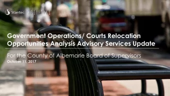 Opportunities Analysis Advisory Services Update  For the County of Albemarle Board of Supervisors