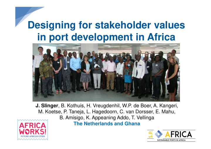 designing for stakeholder values in port development in