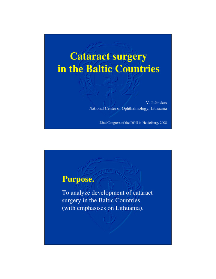 cataract surgery in the baltic countries
