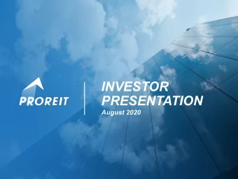 INVESTOR  PRESENTATION  August 2020  INVESTOR  PRESENTATION  August 2020  Disclaimer  About this