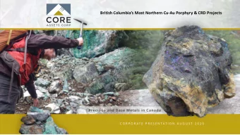 CORE  ASSETS CORP  C O R P O R A T E  P R E S E N T A T I O N  A U G U S T  2 0 2 0  F o r w a r d