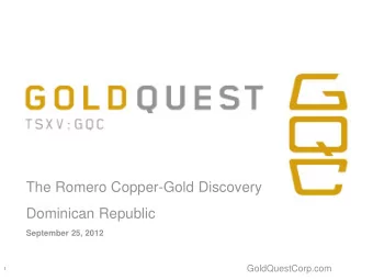 Forward Looking Statements  Statements in this document, to the extent not based on historical