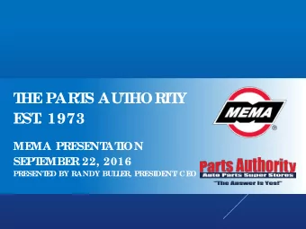 T  HE  PART  S AUT  HORIT  Y  E  ST  . 1973  ME  MA PRE  SE  NT  AT  ION  SE  PT  E  MBE  R 22,