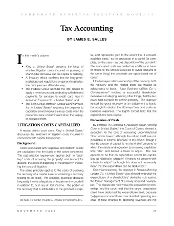 I  n this months column available basis, 7 as the proceeds of a partial (or com- plete, as the