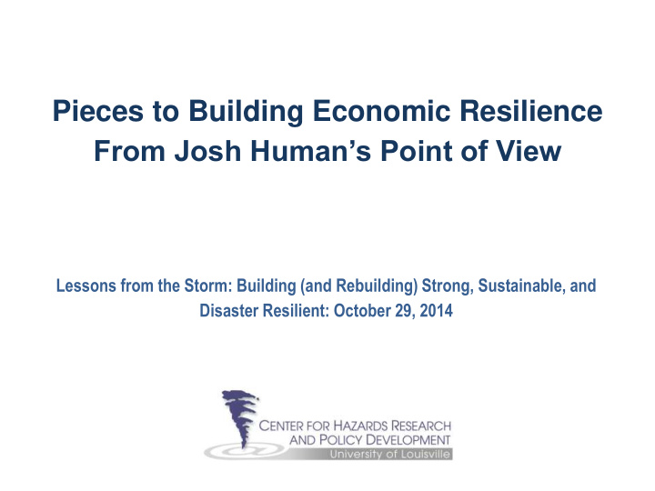 pieces to building economic resilience