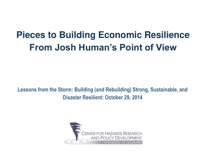 pieces to building economic resilience