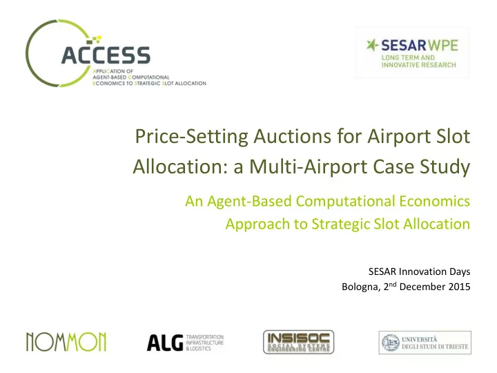 price setting auctions for airport slot allocation a