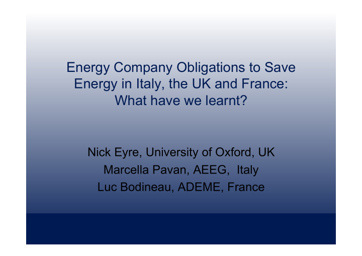 energy company obligations to save energy in italy the uk