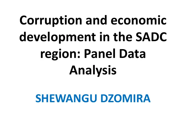 development in the sadc
