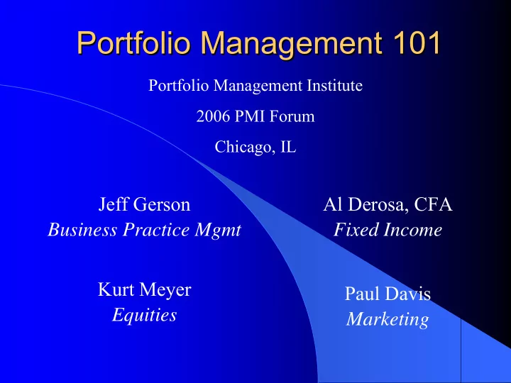 portfolio management 101 portfolio management 101
