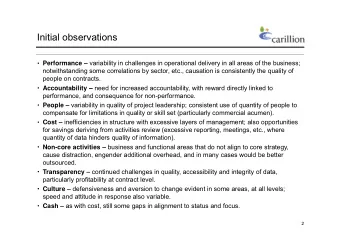 Jojujbm pctfswbujpot  Performance wbsjbcjmjuz jo dibmmfohft jo pqfsbujpobm efmjwfsz jo bmm bsfbt pg