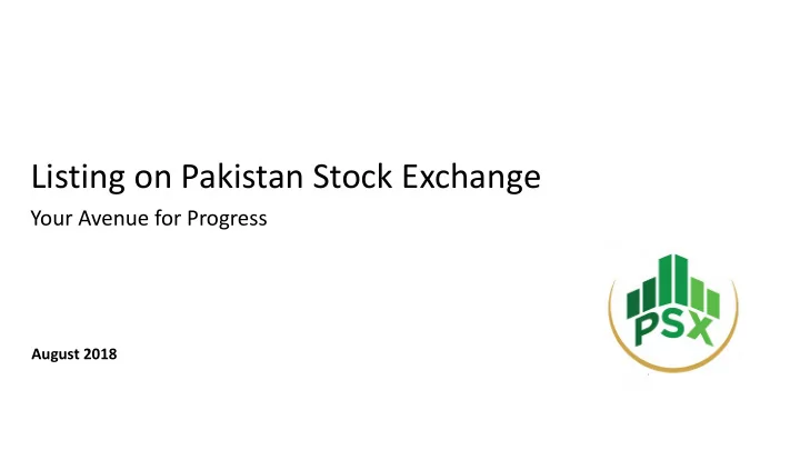 listing on pakistan stock exchange