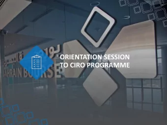 ORIENTATION SESSION  TO CIRO PROGRAMME  CIRO Orientation Programme  Marwa Almaskati  Director of