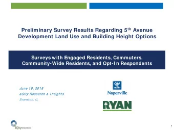 Preliminary Survey Results Regarding 5 th Avenue  Development Land Use and Building Height Options