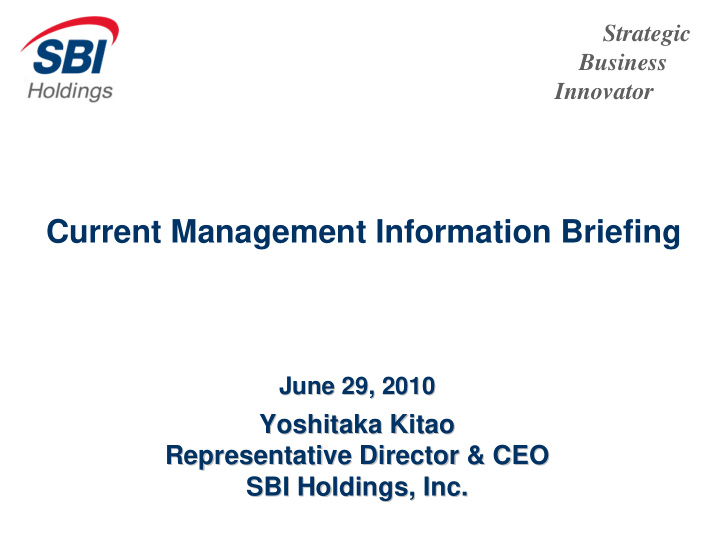 current management information briefing