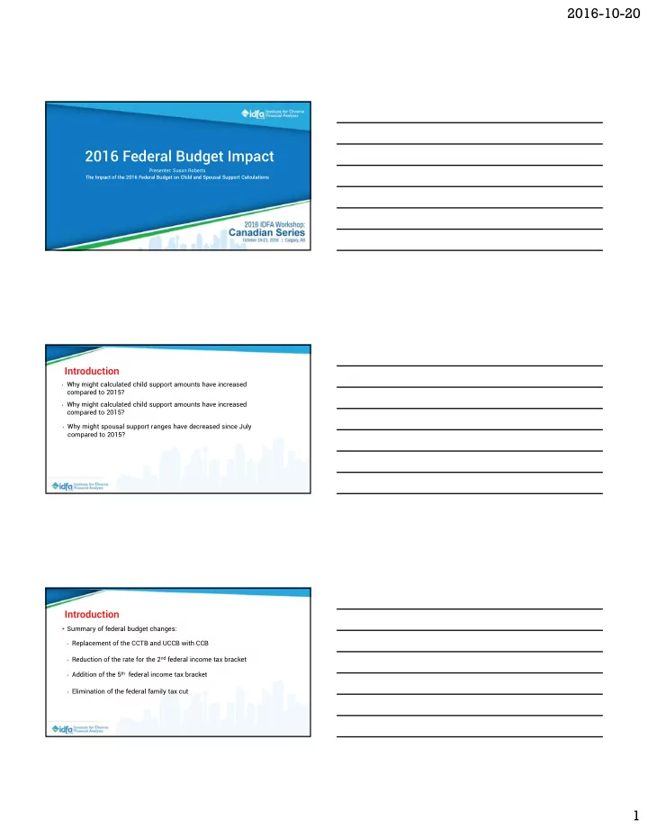 2016 federal budget impact