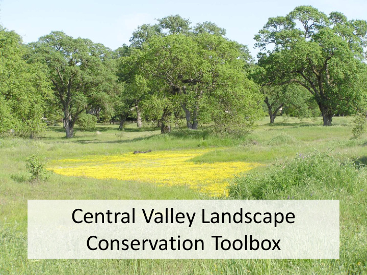 central valley landscape conservation toolbox central