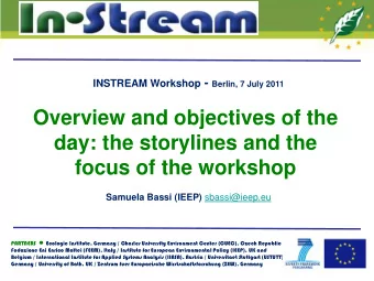 focus of the workshop Samuela Bassi (IEEP) sbassi@ieep.eu  PARTNERS  Ecologic Institute, Germany /