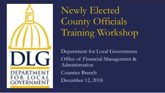County Officials  Training Workshop  Department for Local Government  Office of Financial