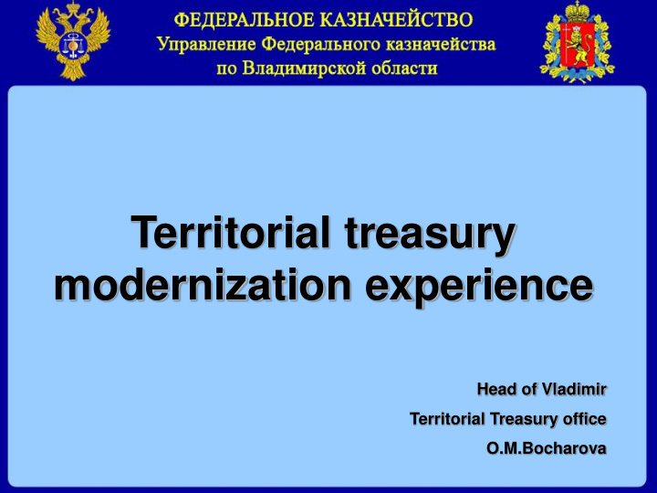 territorial treasury modernization experience head of