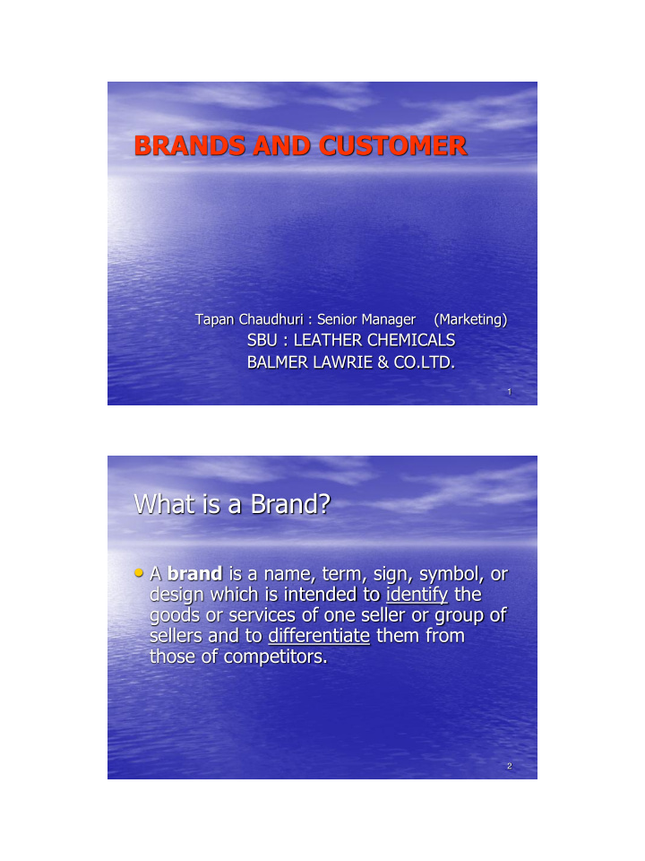 brands and customer