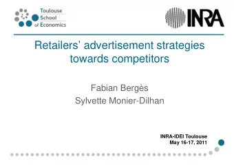 Retailers advertisement strategies  t  towards competitors  d  tit  Fabian Bergs  g  Sylvette