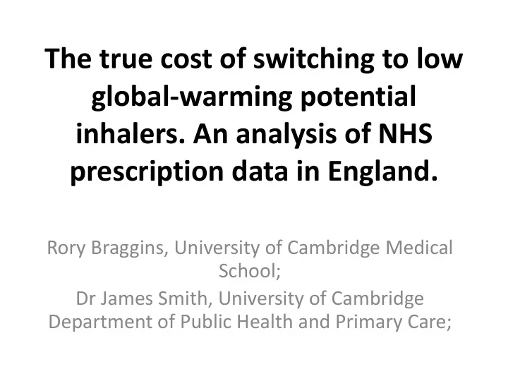 the true cost of switching to low global warming