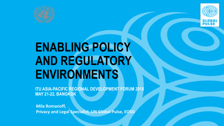 enabling policy and regulatory environments