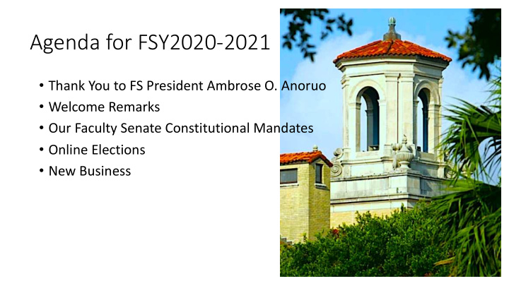 agenda for fsy2020 2021
