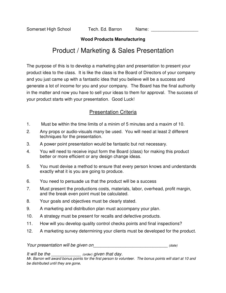 product marketing sales presentation