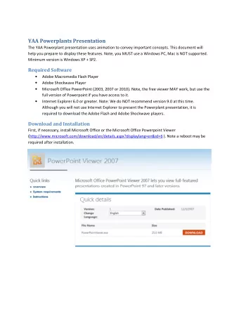 YAA Powerplants Presentation  The YAA Powerplant presentation uses animation to convey important