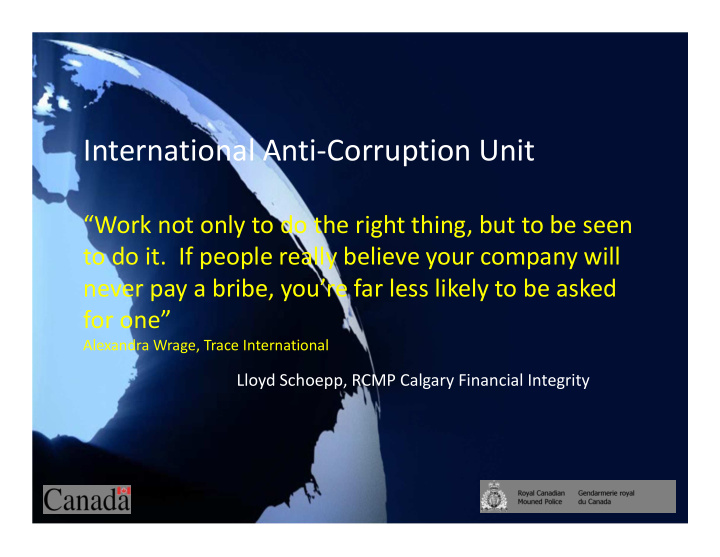 international anti corruption unit