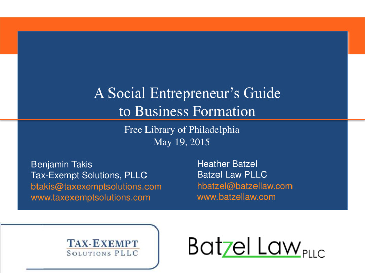 a social entrepreneur s guide to business formation