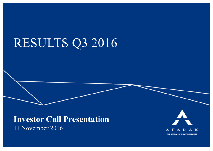 results q3 2016 welcome