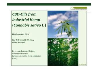 CBD-Oils from  Industrial Hemp ( Cannabis sativa L . )  28th November 2018  Low-THC Cannabis