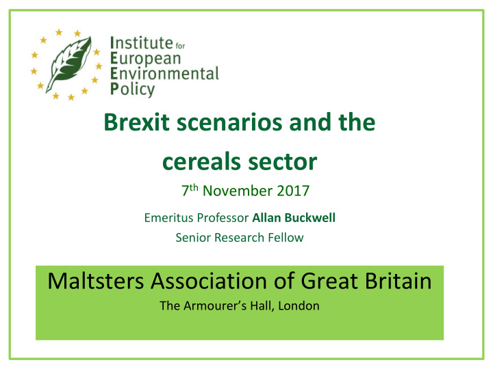 brexit scenarios and the cereals sector