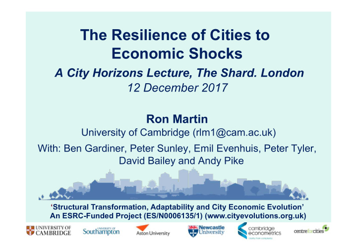 economic shocks a city horizons lecture the shard london